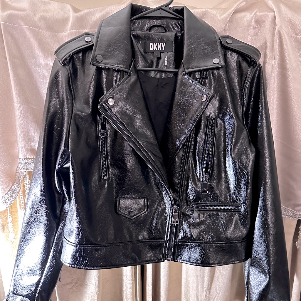 Dkny High Shine Finish Biker Jacket